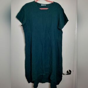 Bryn Walker (Size XS) Navy Blue 100% Linen Oversized Slip Pockets Midi Dress